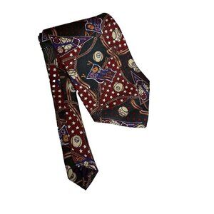VTG Burberry London Tie with Baseball Theme 100% Silk